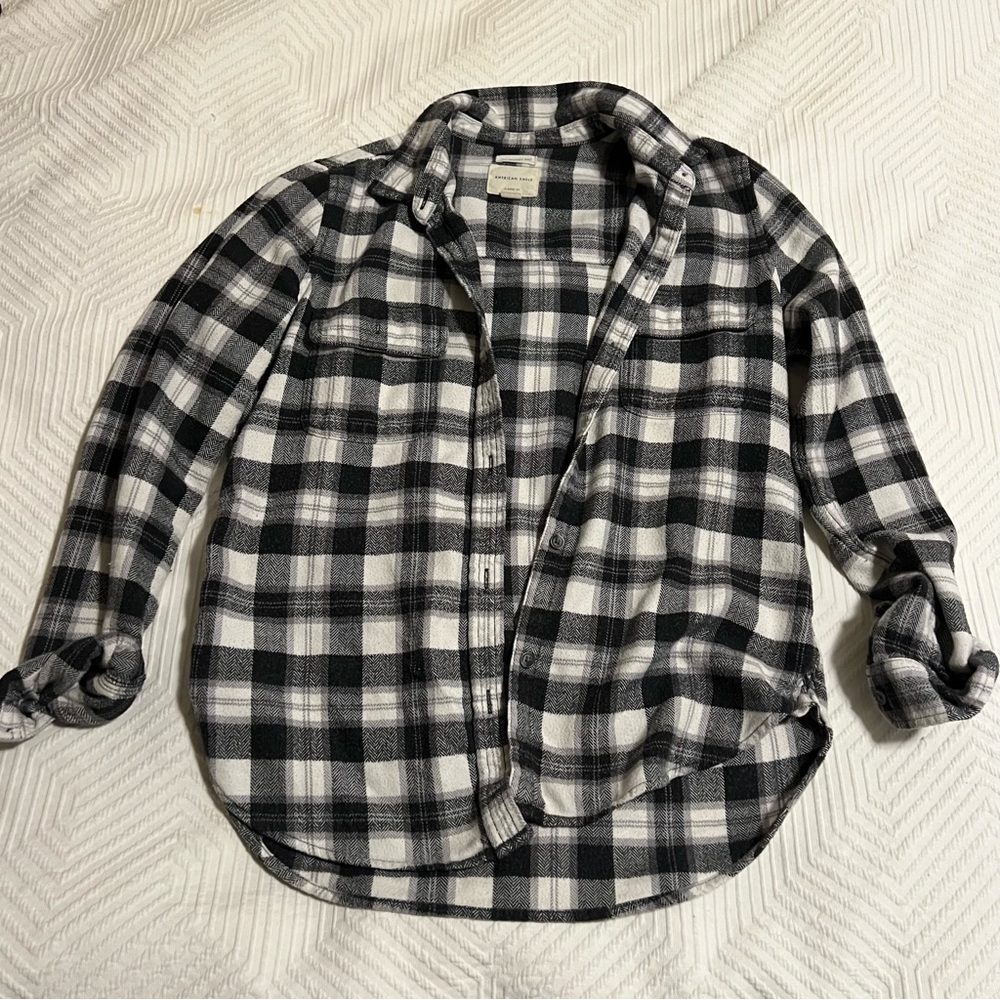 American Eagle Flannel Button Down Plaid Shirt - image 4